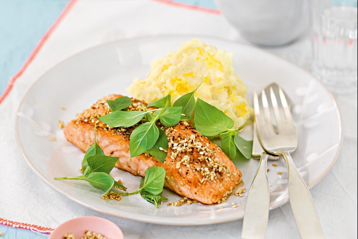 Sesam Lachs Rezept | Hauptgericht | Kochen mit Pflanzen | Plant Power | Patrick Gebhardt | Alpro GmbH | Callwey