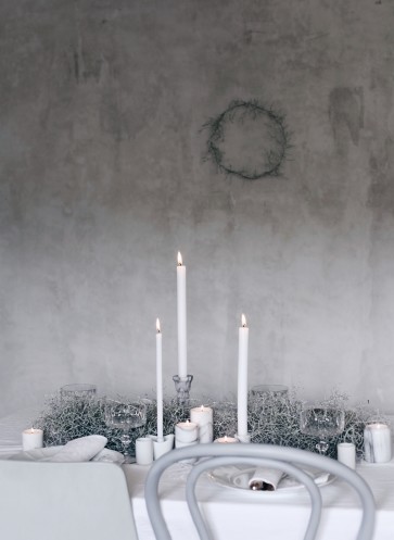 Winter Gedeck mit Kerzen