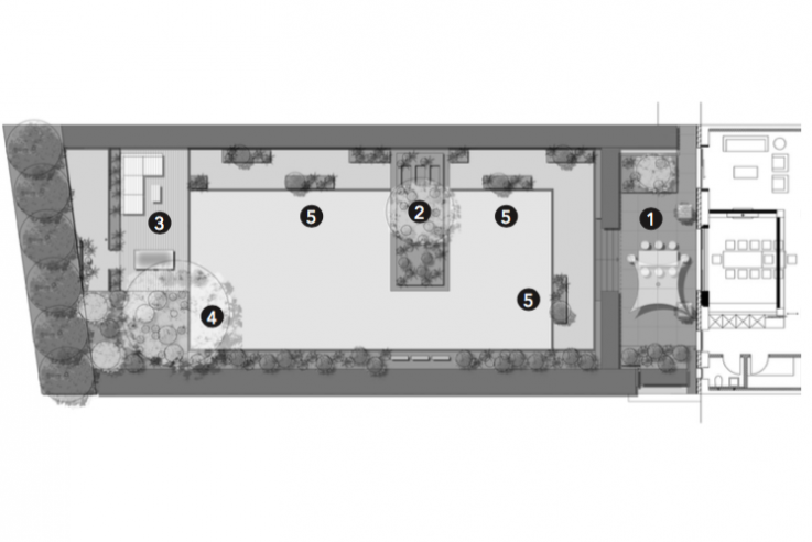 Callwey Gartenbuch Gärten des Jahres Stadtgarten Grundriss Plan mit Legende